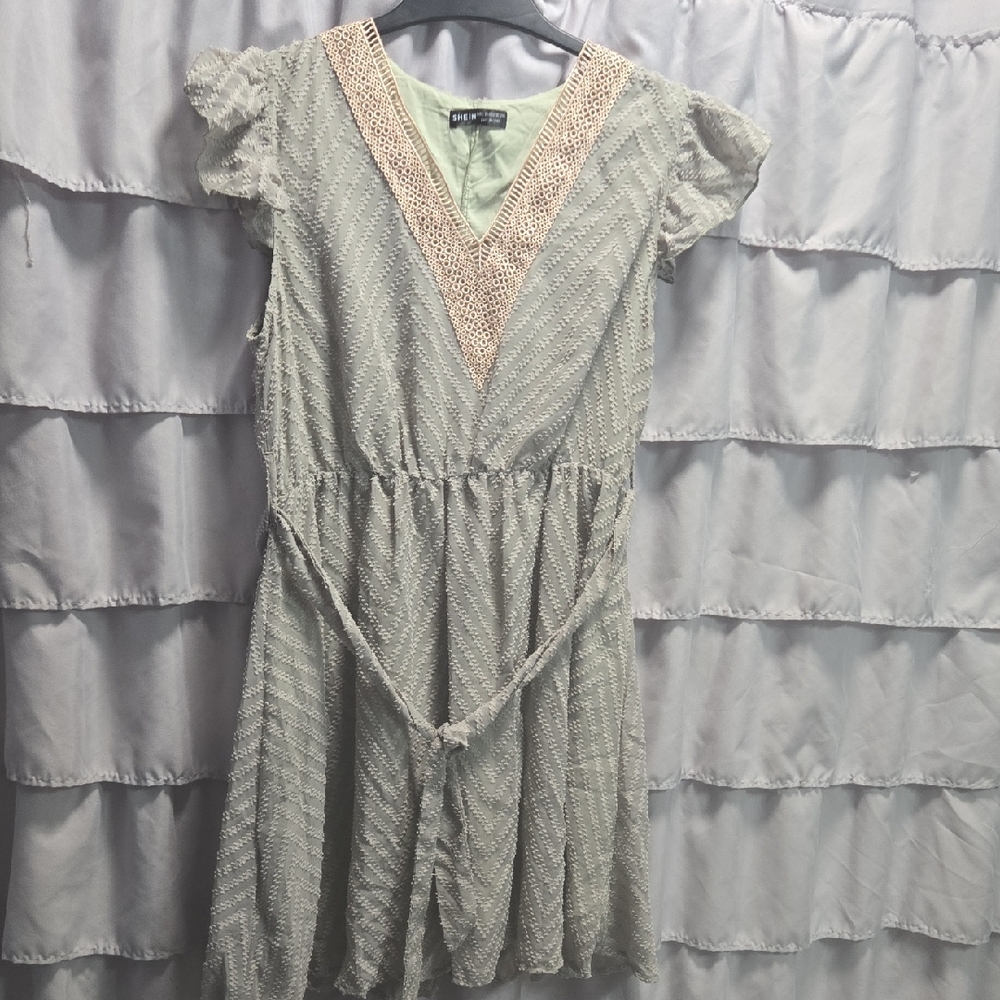 SHEIN Light Green Top with Lace Detail
